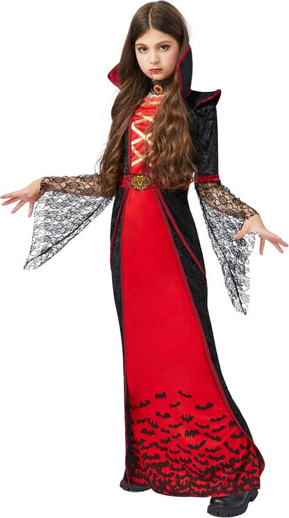 Girls Royal Vampire Costume - Deluxe Gothic Victorian Vampiress Set – Ventayo