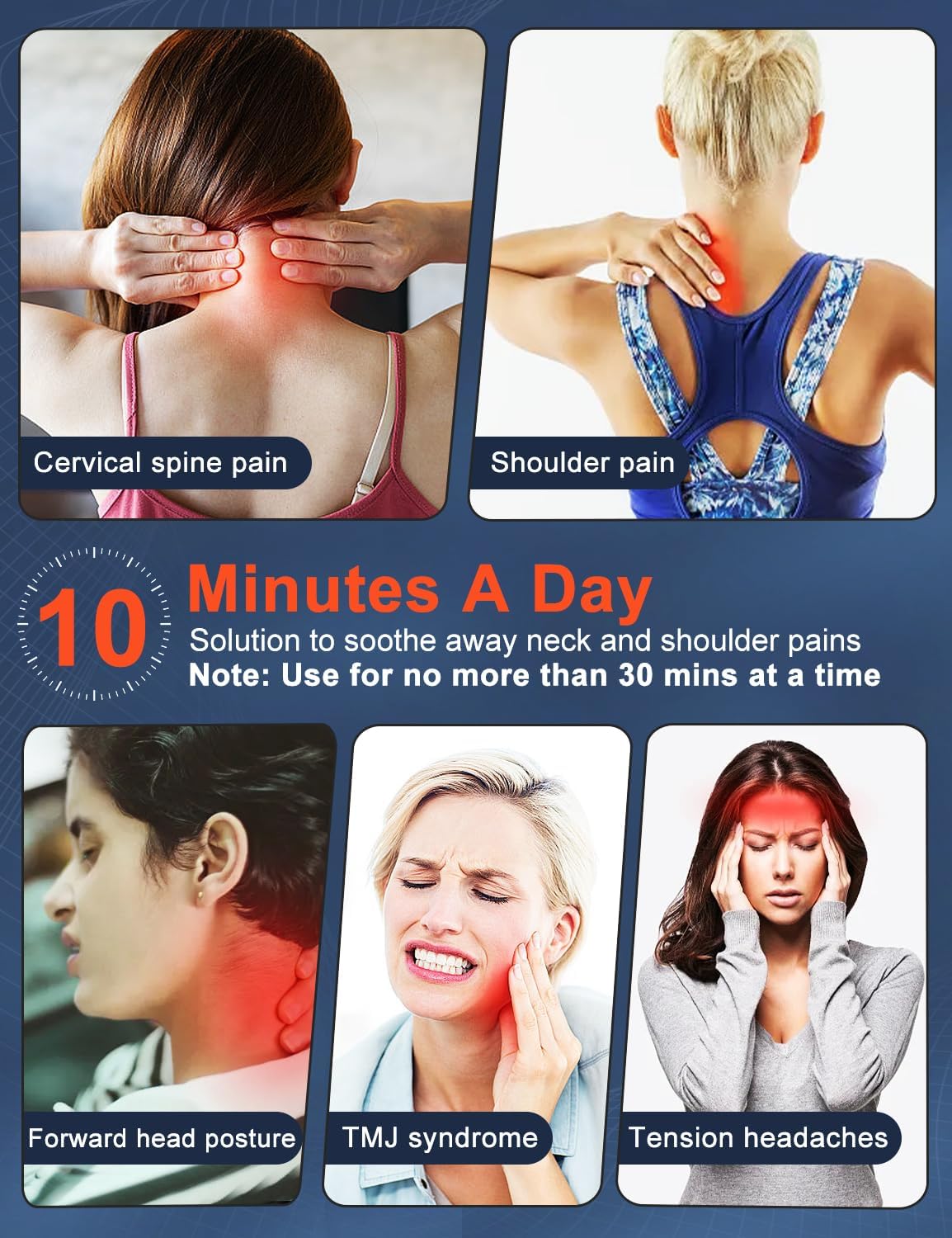 Étireur de cou chauffant pour soulagement de la douleur et relaxation