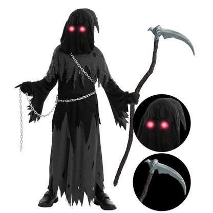 Glowing Eyes Grim Reaper Halloween Costume for Kids – Ventayo