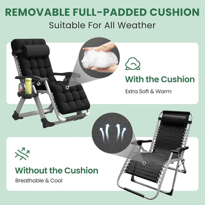 Portable Folding Lounge Chair – Heavy-Duty Outdoor Recliner with 500LB Capacity | Ventayo