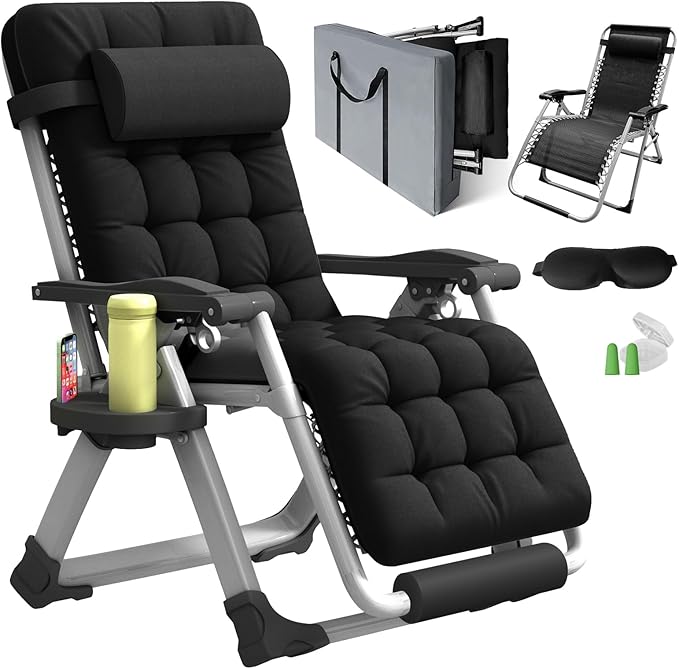 Heavy-Duty Outdoor Folding Lounge Chair – 500LB Capacity Patio Recliner | Ventayo