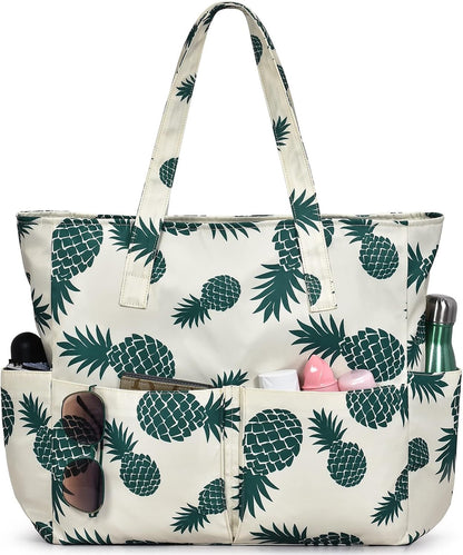 Ventayo – Large Waterproof Beach Tote Bag with Zipper | Sandproof Design for Travel & Vacation Essentials