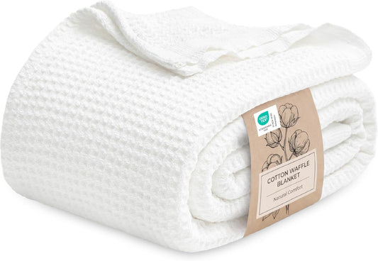 Ventayo – 100% Cotton Queen Blanket with Cooling Waffle Weave | Soft & Breathable for Summer Comfort