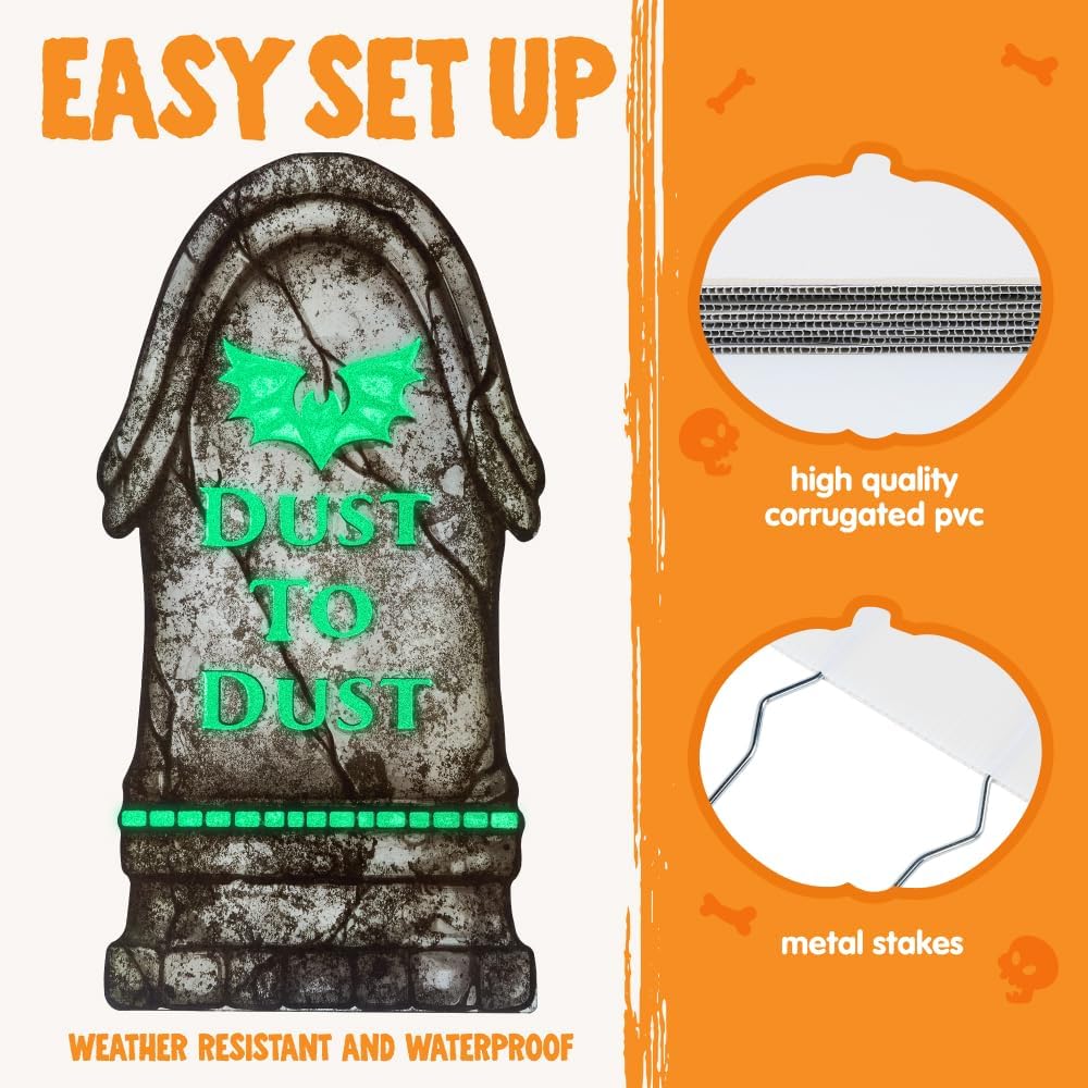 16in Halloween Graveyard Tombstones Fluorescent, 6 Pcs – Ventayo