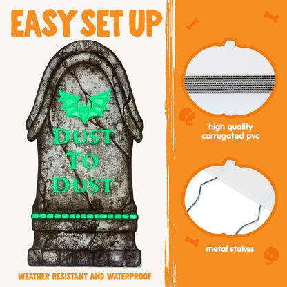 16in Halloween Graveyard Tombstones Fluorescent, 6 Pcs – Ventayo