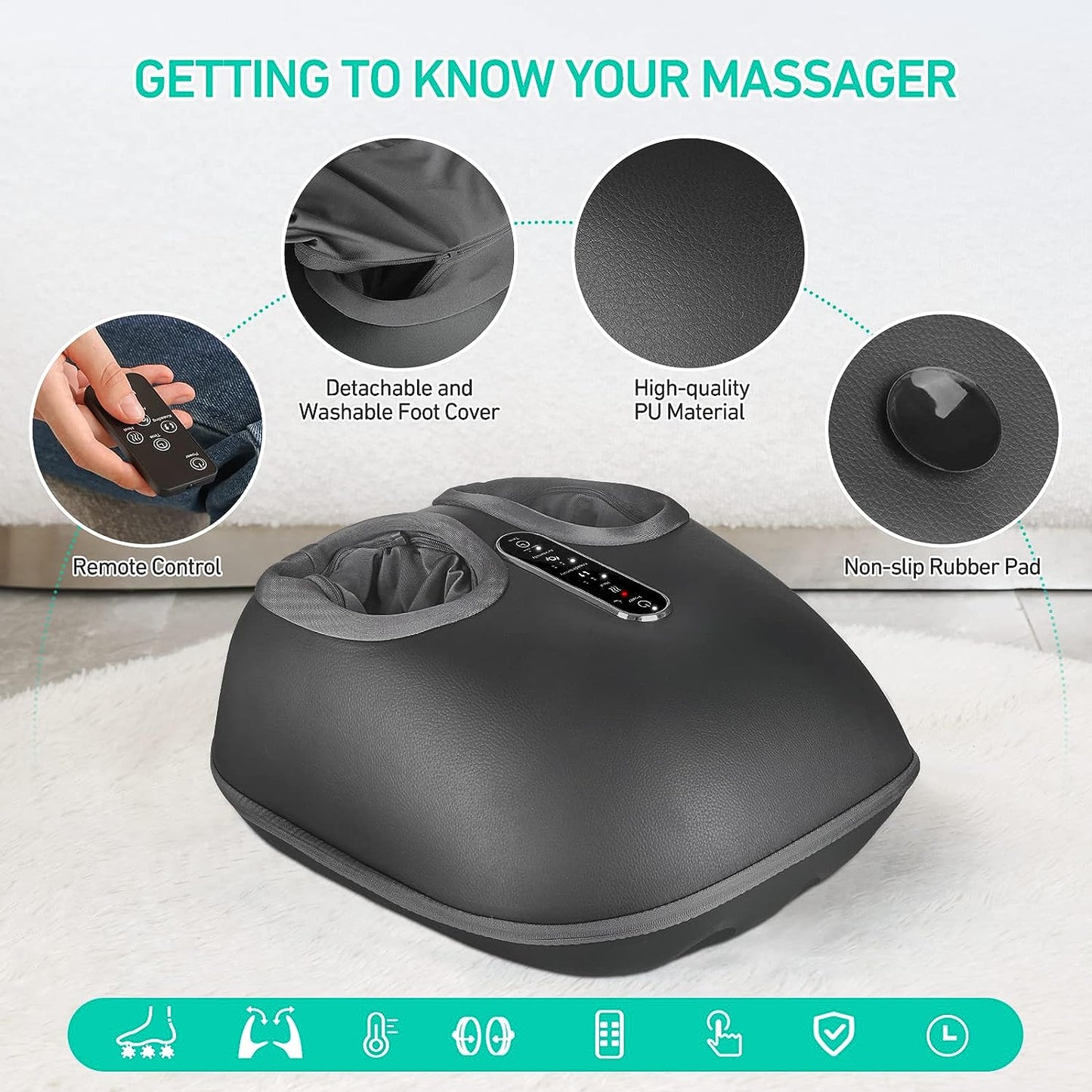Shiatsu- und knetender Fußmassagegerät mit Wärme, Vibration und Luftkompression