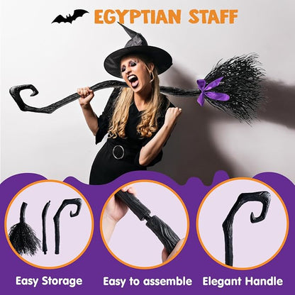 55" Witch Broom with Ribbons - Halloween Costume & Decor Prop – Ventayo