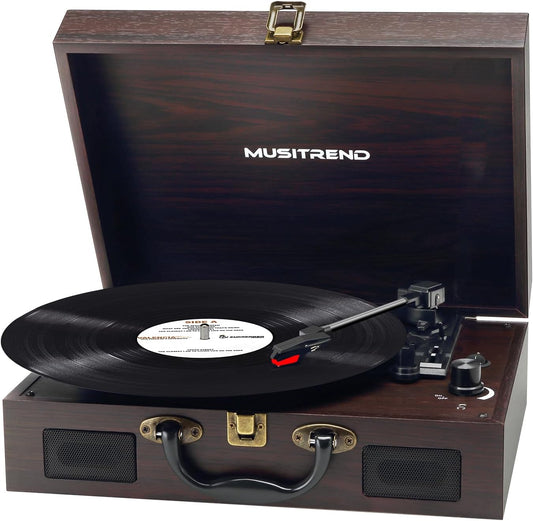 Vintage Suitcase-Style Vinyl Turntable Record Player