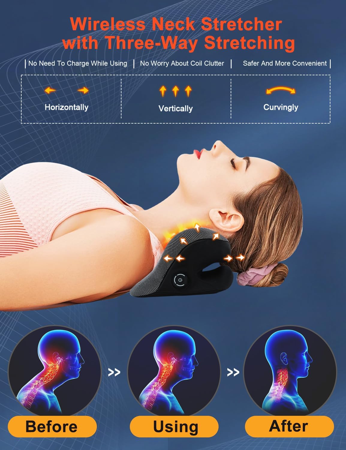 Étireur de cou chauffant pour soulagement de la douleur et relaxation