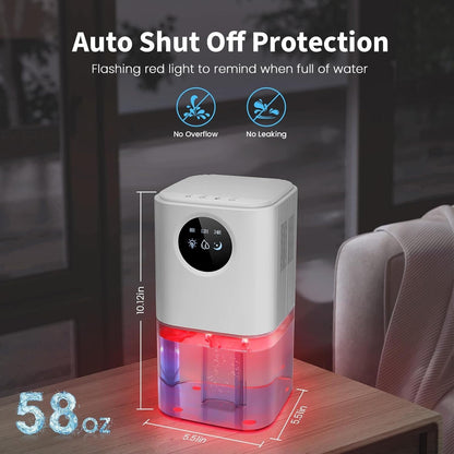 Portable Dehumidifier for Bedroom/Bathroom – Quiet Damp Air Moisture Remover