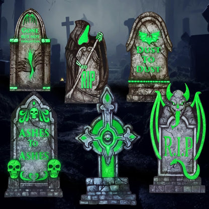 16in Halloween Graveyard Tombstones Fluorescent, 6 Pcs – Ventayo