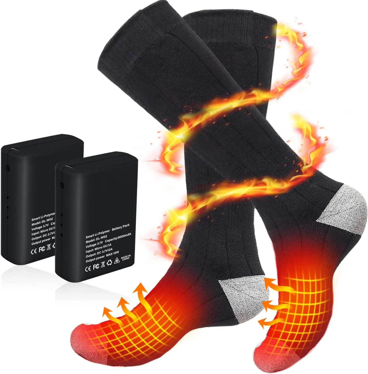 Electric Battery-Operated Rechargeable Self-Heating Heated Socks For Men And Women