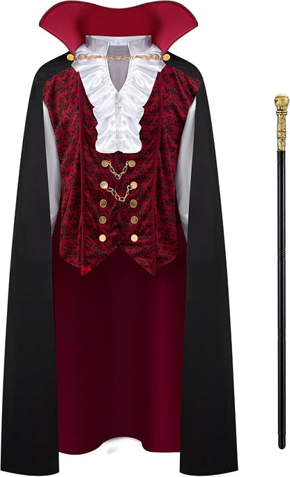 Men's Vampire Costume with Cape - Dracula Halloween Outfit – Ventayo