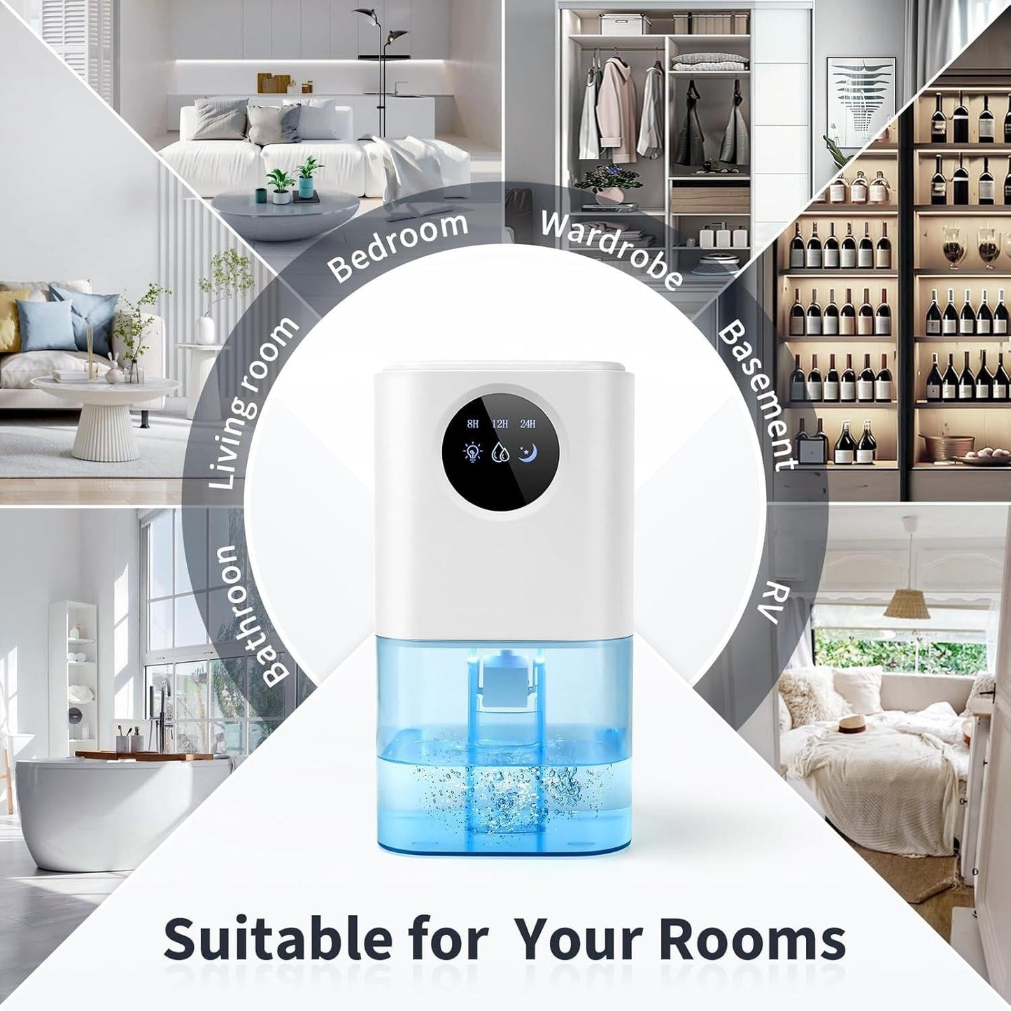 Portable Dehumidifier for Bedroom/Bathroom – Quiet Damp Air Moisture Remover