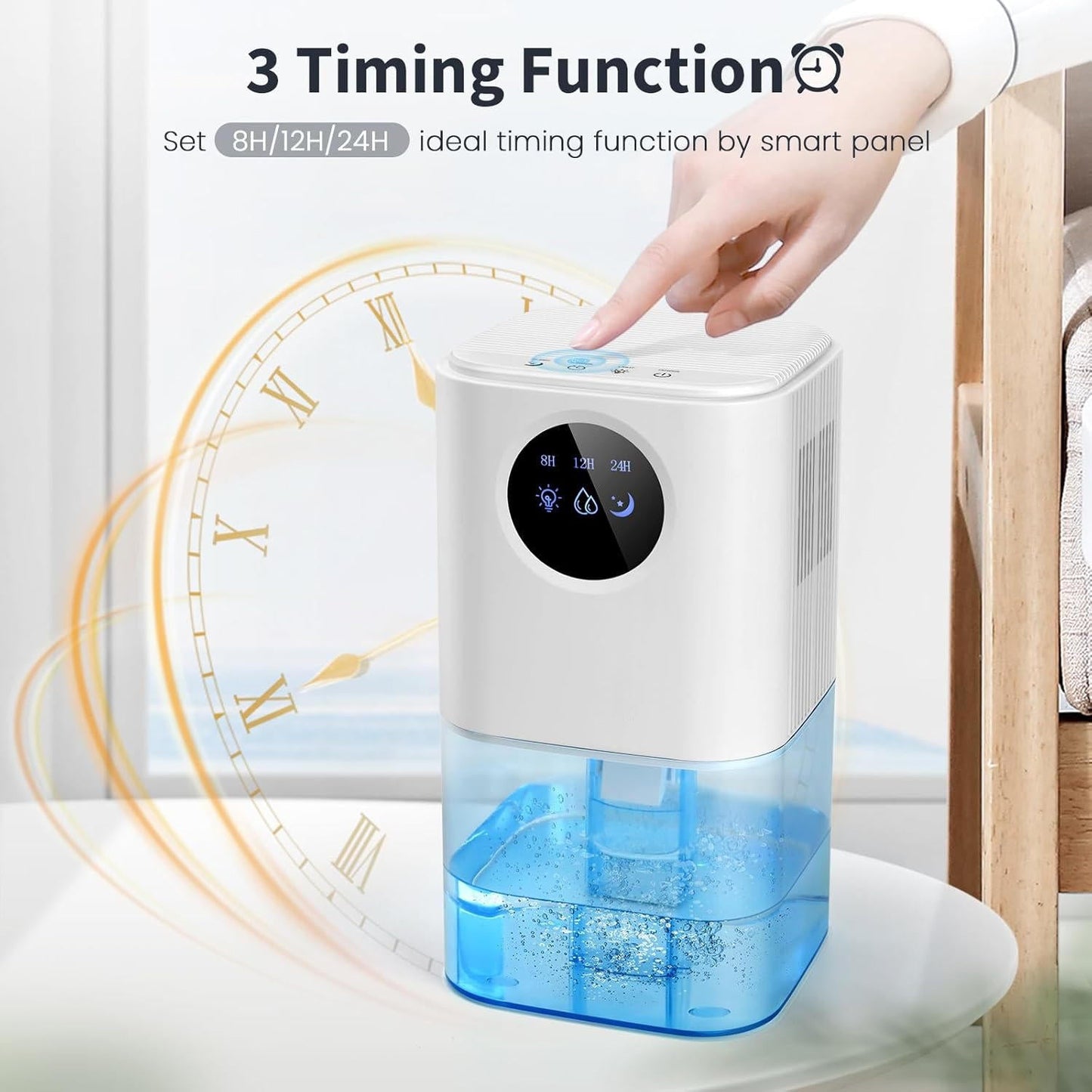 Portable Dehumidifier for Bedroom/Bathroom – Quiet Damp Air Moisture Remover