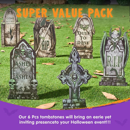 16in Halloween Graveyard Tombstones Fluorescent, 6 Pcs – Ventayo