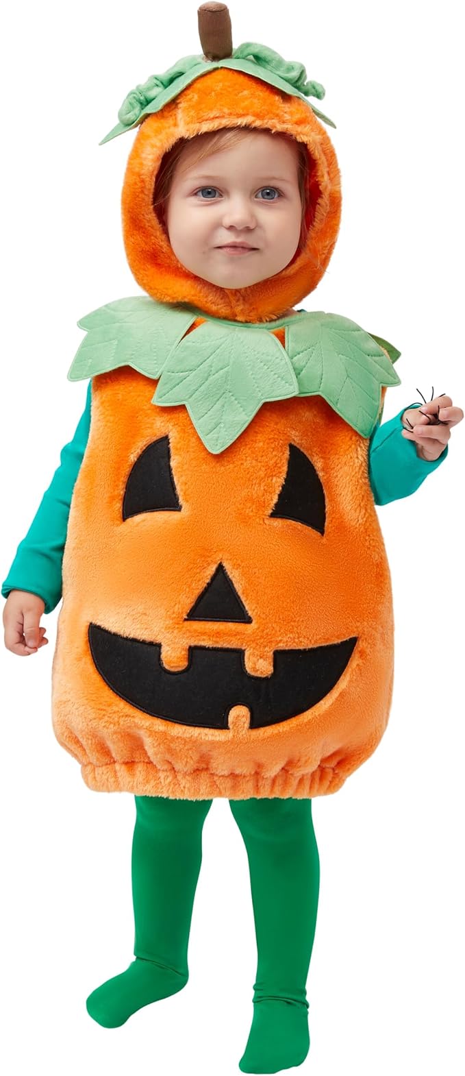 Baby Pumpkin Costume with Green Leaves - Toddler Halloween Outfit – Ventayo
