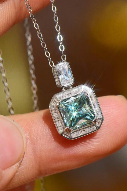 Timeless Brilliance 2 Carat Moissanite Square Pendant Necklace