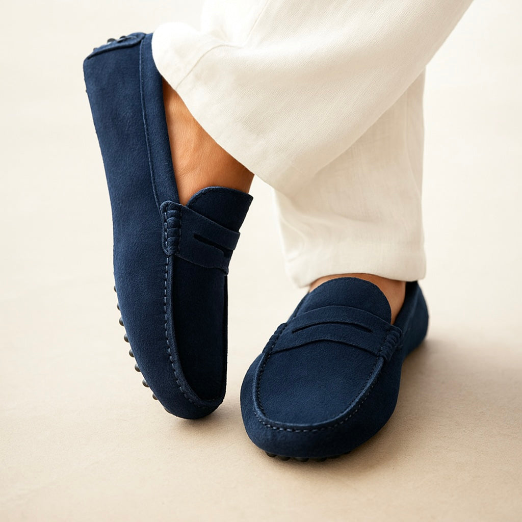 Suede Boat Loafers – Men’s Luxury Calf Suede Slip-On Loafers with Leather Insole