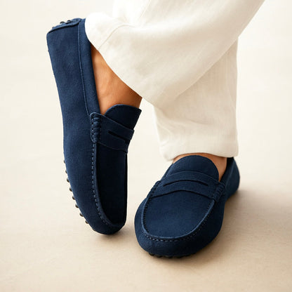 Suede Boat Loafers – Men’s Luxury Calf Suede Slip-On Loafers with Leather Insole