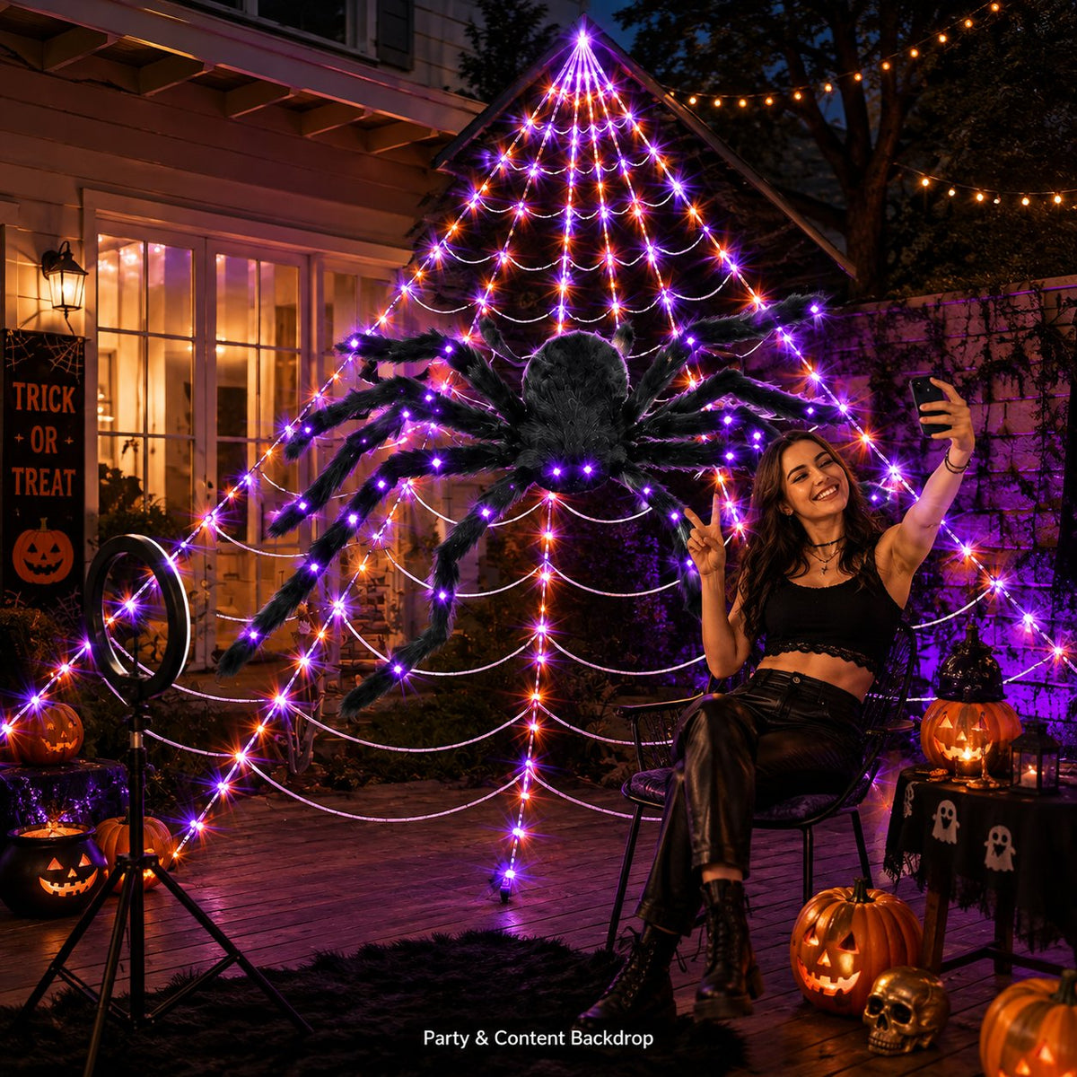 Giant Purple LED Spider Web Lights – Ventayo