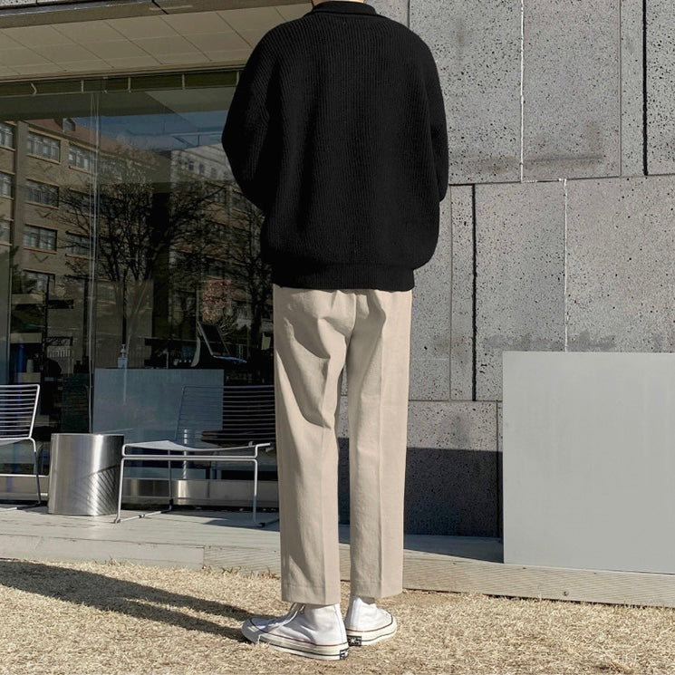 SEJONG kwart rits – heren 100% katoenen gebreide trui met kwart-rits en losse pasvorm