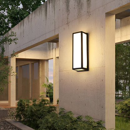 Aplique de pared contemporáneo negro rectangular con sensor de movimiento LED impermeable
