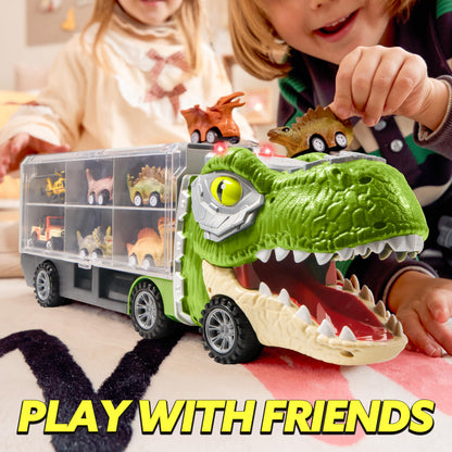 13 in 1 Dinosaur Transport Carrier Truck with Mini Car Set – Ventayo
