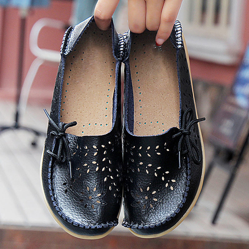 Gratia Leather Feather Loafers Flats