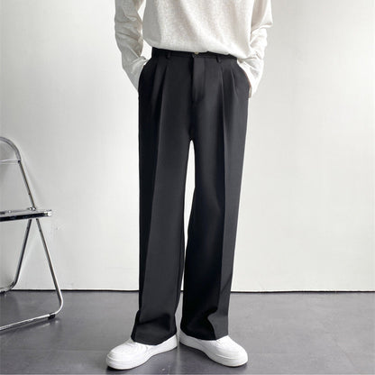 GUNSAN Fitted Trousers – Men’s Tailored Formal Pants with Pleats and Belt Loops