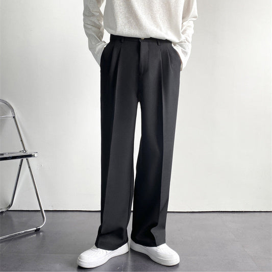 GUNSAN Fitted Trousers – Men’s Tailored Formal Pants with Pleats and Belt Loops