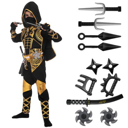 Kids' Golden Halloween Ninja Costume Set – Ventayo