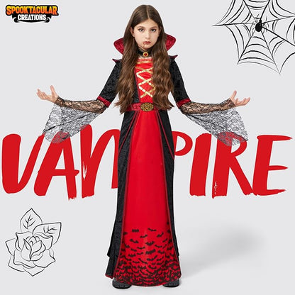 Girls Royal Vampire Costume - Deluxe Gothic Victorian Vampiress Set – Ventayo