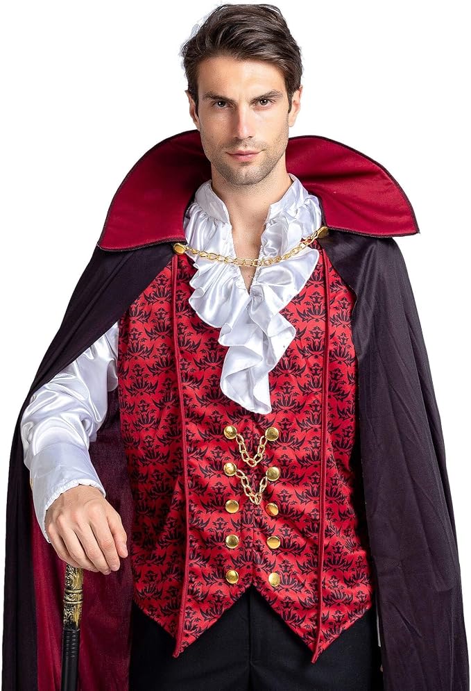 Men's Vampire Costume with Cape - Dracula Halloween Outfit – Ventayo