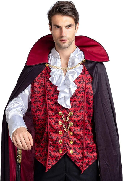 Men's Vampire Costume with Cape - Dracula Halloween Outfit – Ventayo
