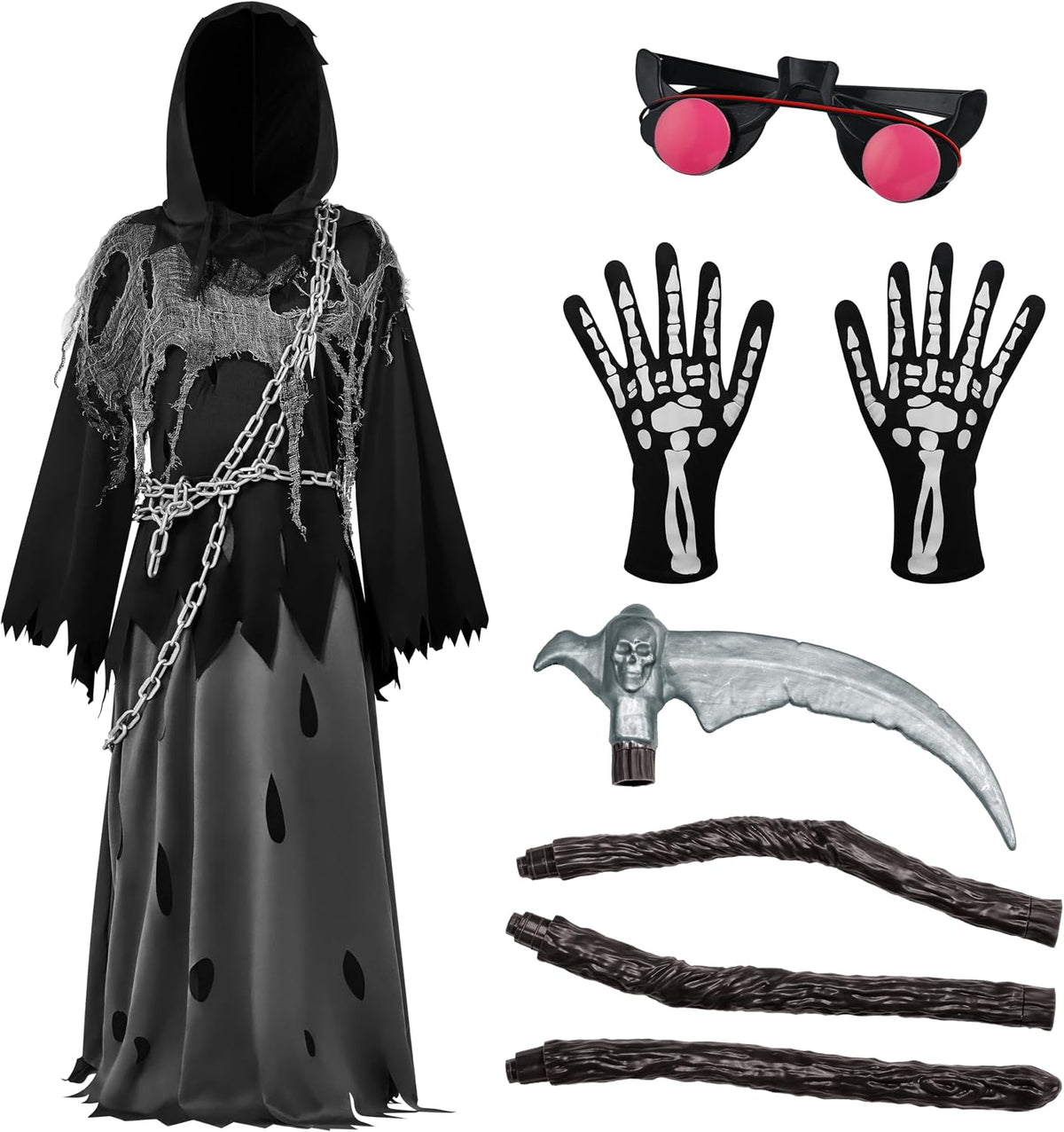 Glowing Eyes Grim Reaper Halloween Costume for Kids – Ventayo