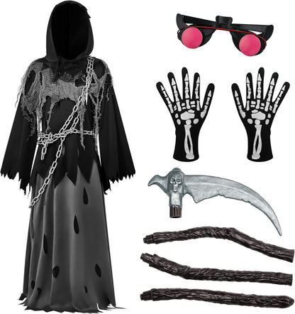 Glowing Eyes Grim Reaper Halloween Costume for Kids – Ventayo