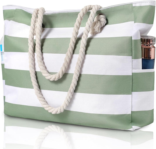 Ventayo – Large Waterproof Beach Tote Bag with Zipper | Sandproof Design for Easy Summer Outings