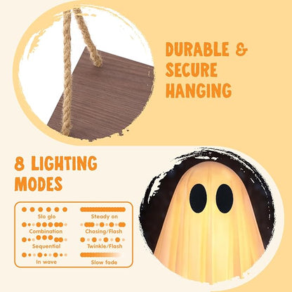 5 FT Hanging Swing Ghost - Light-Up Halloween Outdoor Decoration – Ventayo