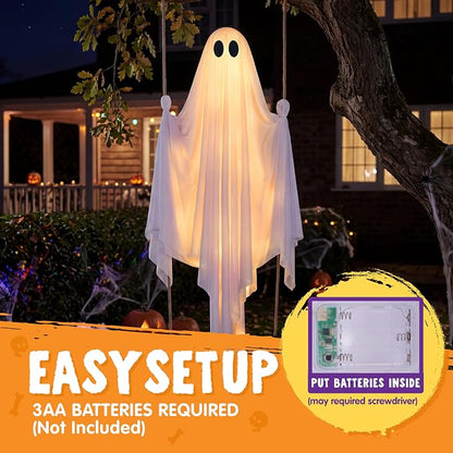 5 FT Hanging Swing Ghost - Light-Up Halloween Outdoor Decoration – Ventayo