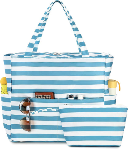 Ventayo – Coastal Collection | Large Waterproof Beach Tote Bag with Zipper & Wet Pocket | Versatile for Travel, Gym, and Grocery