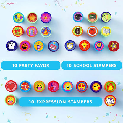 50Pcs Assorted Stamps for Kids Self-Ink Stamps with 50 Designs – Ventayo