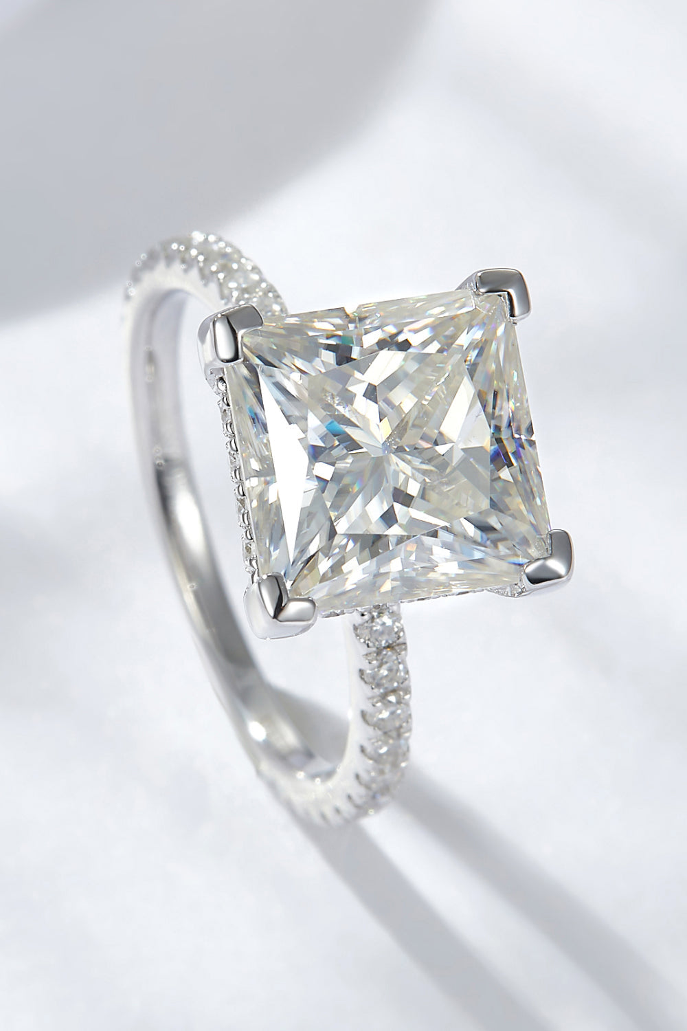 Radiant Side 5.52 Carat Moissanite Silver Ring