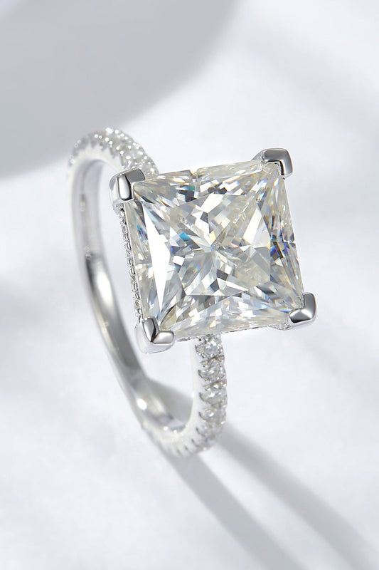 Radiant Side 5.52 Carat Moissanite Silver Ring