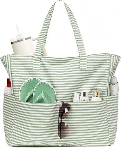 Ventayo – Coastal Collection | Large Waterproof Beach Tote Bag with Zipper & Wet Pocket | Versatile for Travel, Gym, and Grocery