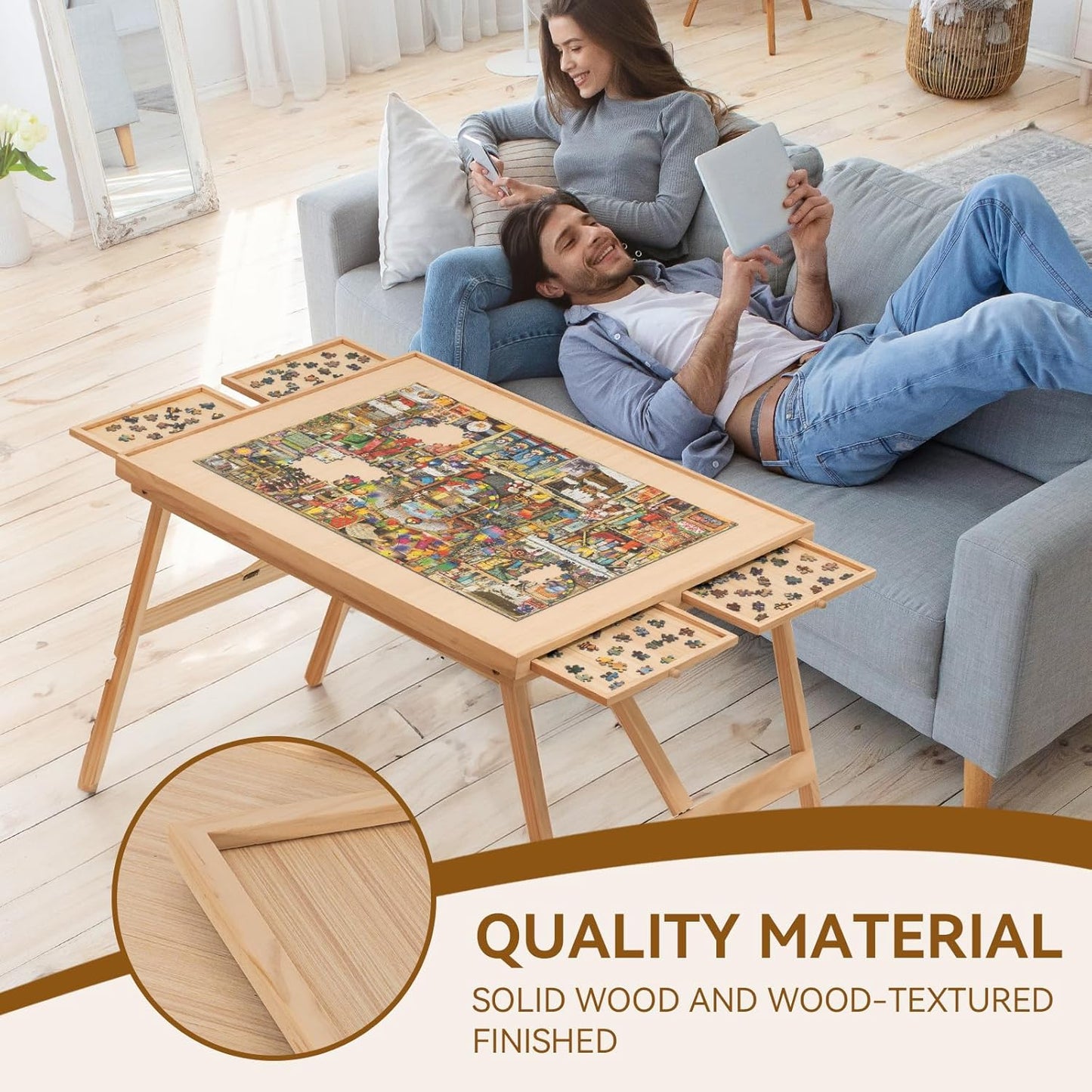 Puzzle Table with Drawers – Storage Tabletop for Jigsaw Enthusiasts