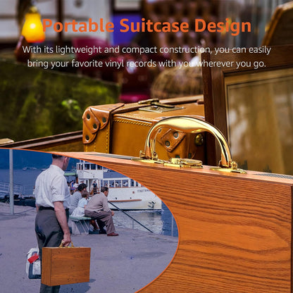 Vintage Suitcase-Style Vinyl Turntable Record Player
