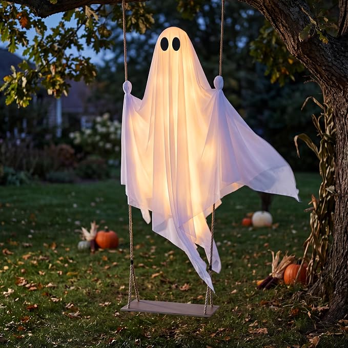 5 FT Hanging Swing Ghost - Light-Up Halloween Outdoor Decoration – Ventayo