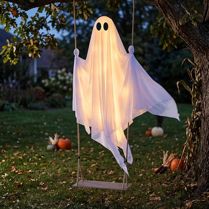 5 FT Hanging Swing Ghost - Light-Up Halloween Outdoor Decoration – Ventayo