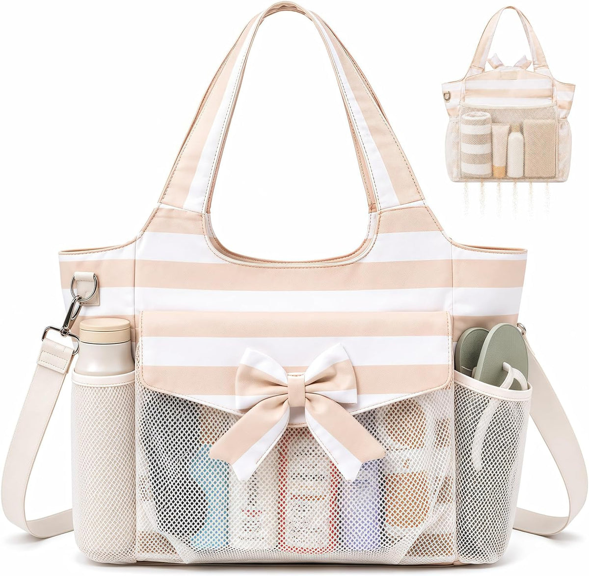 Ventayo – Coastal Collection | Large Waterproof Beach Tote Bag with Zipper & Wet Pocket | Versatile for Travel, Gym, and Grocery
